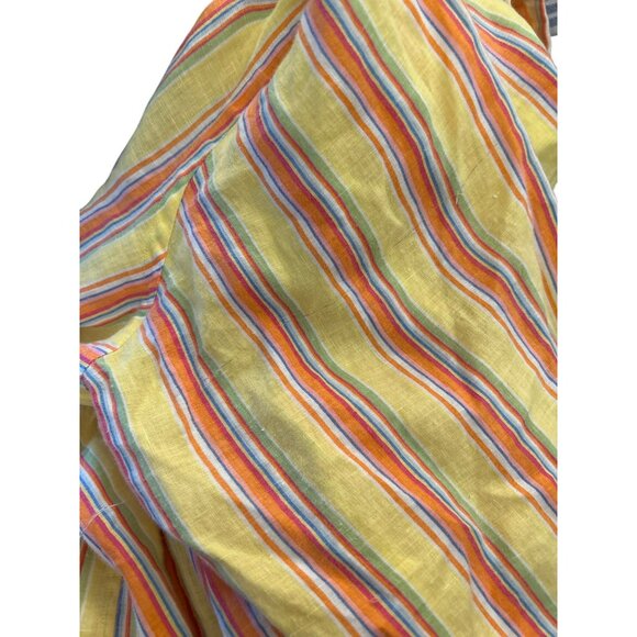 Lauren Ralph Lauren Women's Multicolored Yellow Orange Stripe Linen Blouse 2X - Picture 7 of 7